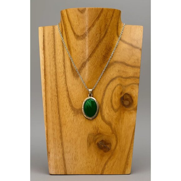 Faceted Green Onyx Pendant .925 Sterling Silver 1.5" Long x 1.25" Wide No Chain - Picture 1 of 5